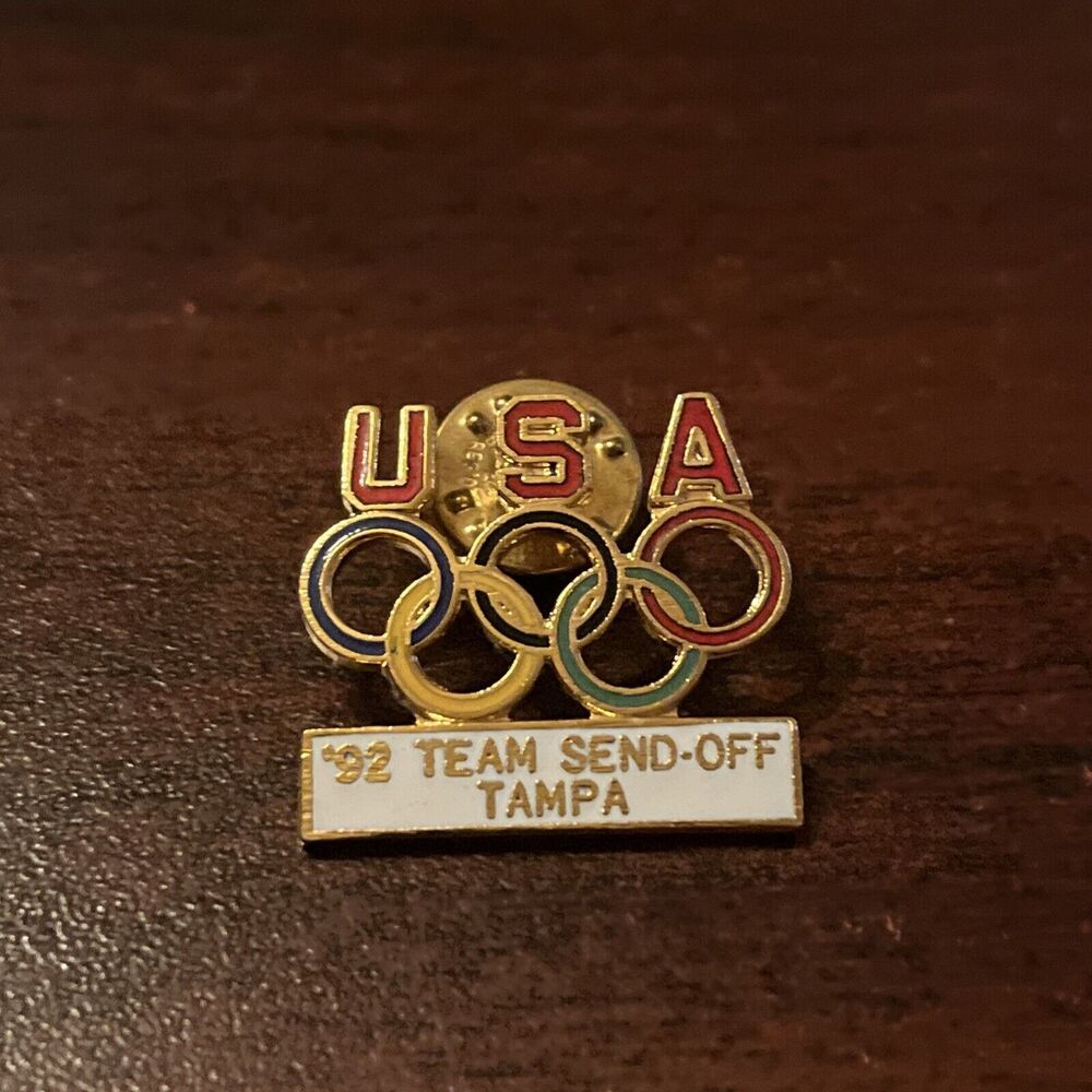 Vintage 1992‎ Barcelona Summer Olympics Team USA Send-Off Tampa Lapel Hat Pin